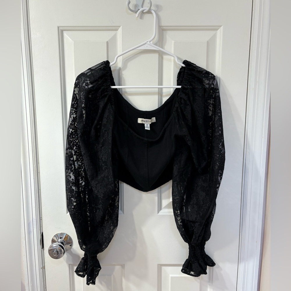 Urban Outfitters Black Lace Going Out Top